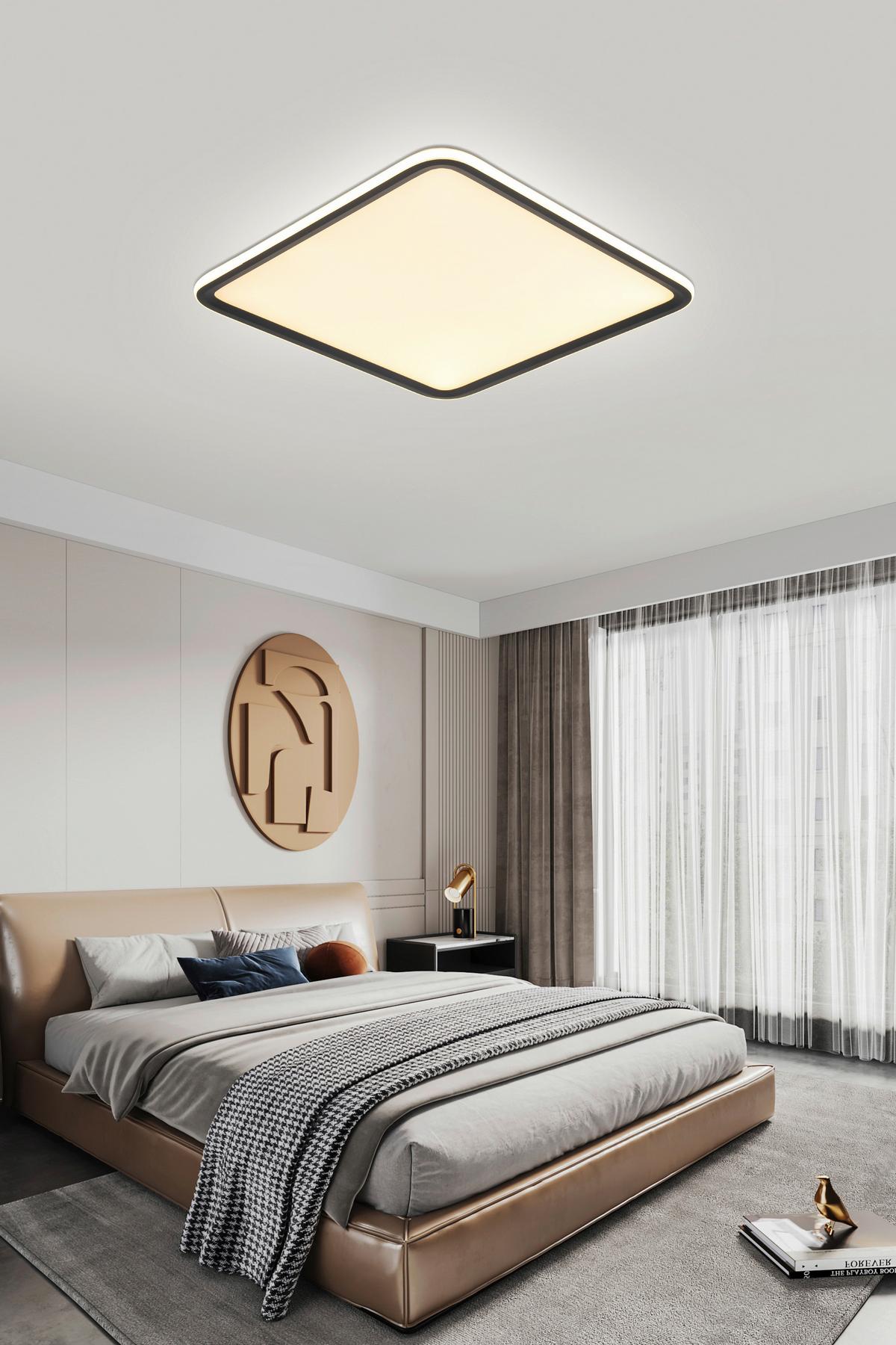 LED-stropné svietidlo MIYU - čierna/biela, Modern, kov/plast (45/45/5,5cm) - Bessagi Home