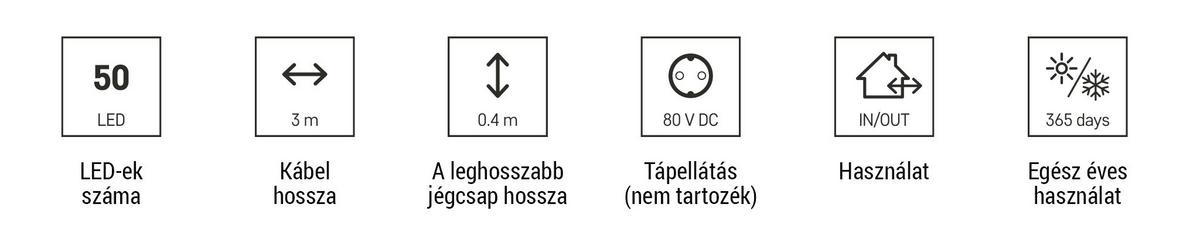 Fényfüzér 3 Méter - fekete, Basics, műanyag (300cm)