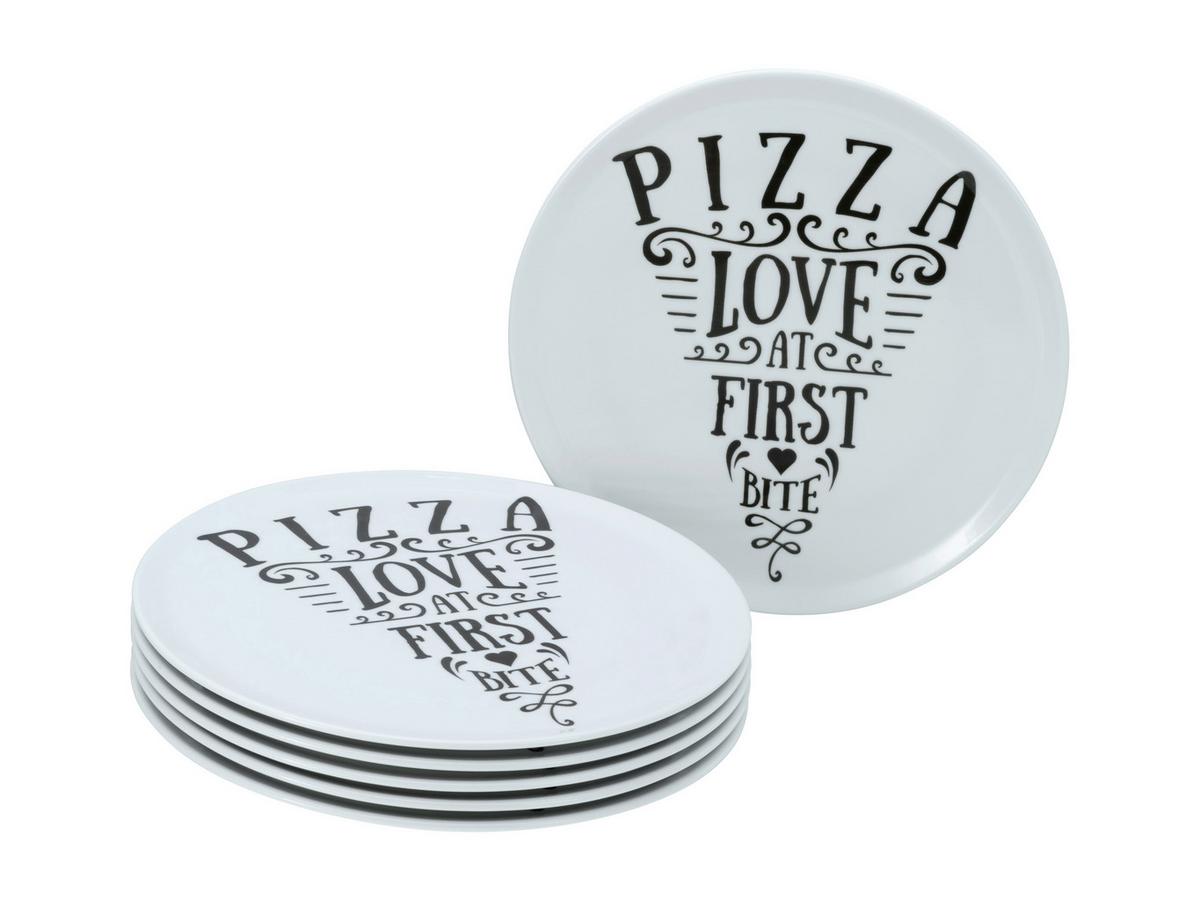 Tanier na pizzu PIZZA LOVE, 6-dielny - biela, Trend, keramika (33cm) - Creatable