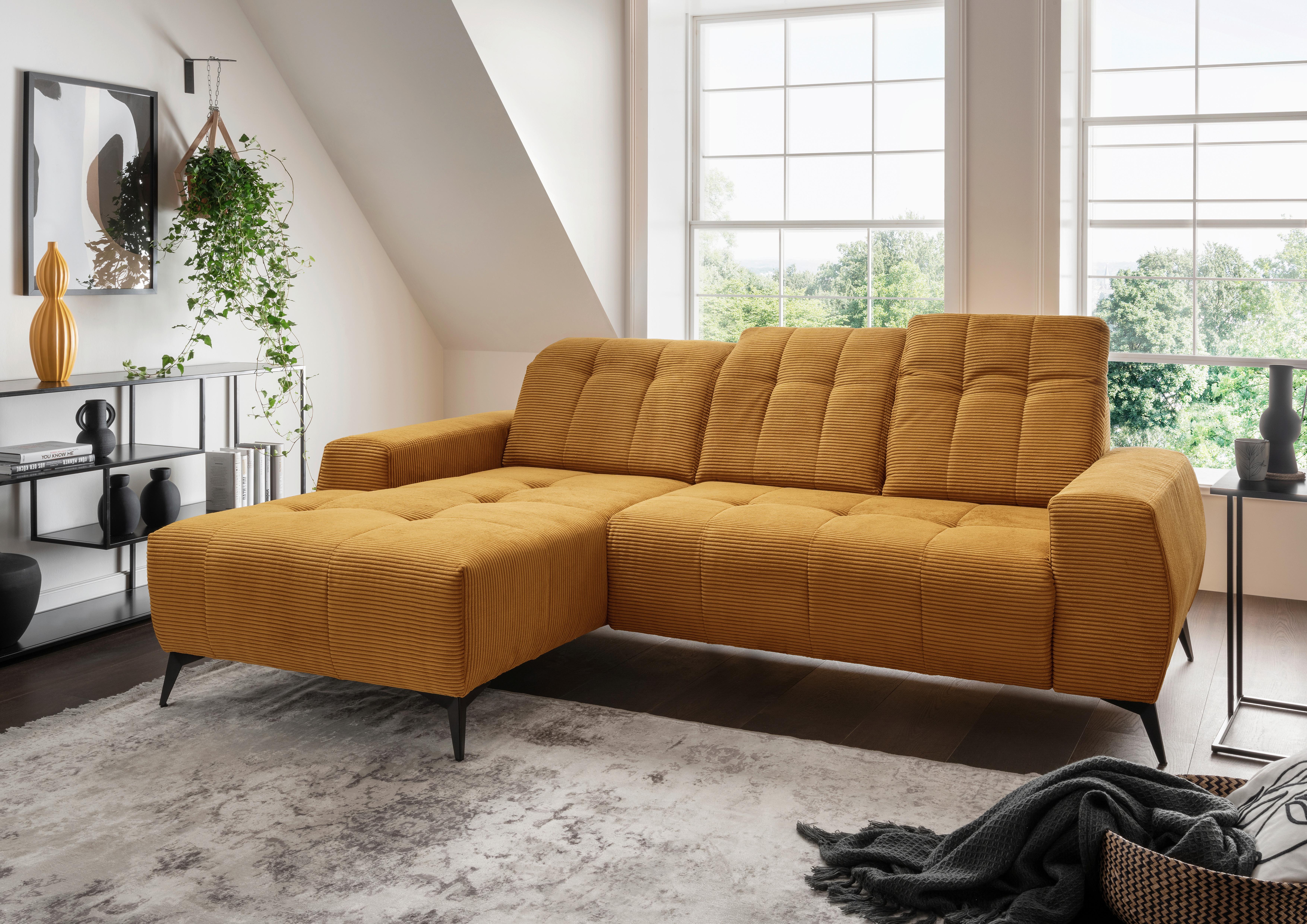 Ecksofa mit USB Anschluss Sano, Goldfarben,s: 180x258 cm - Goldfarben/Schwarz, MODERN, Textil (180/258cm) - Livetastic