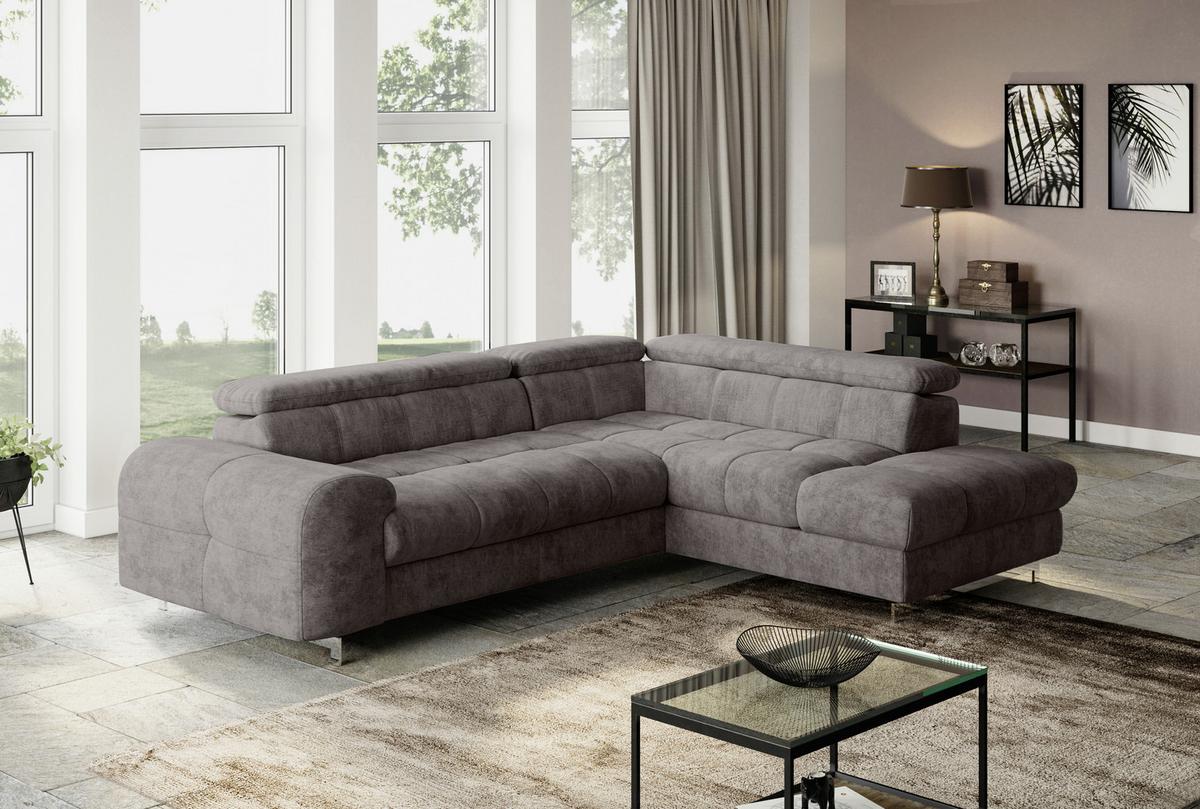 Ecksofa Mit Schlaffunktion Cloud + Dunkelbraun - Chromfarben/Dunkelbraun, KONVENTIONELL, Textil (257/206cm) - Livetastic