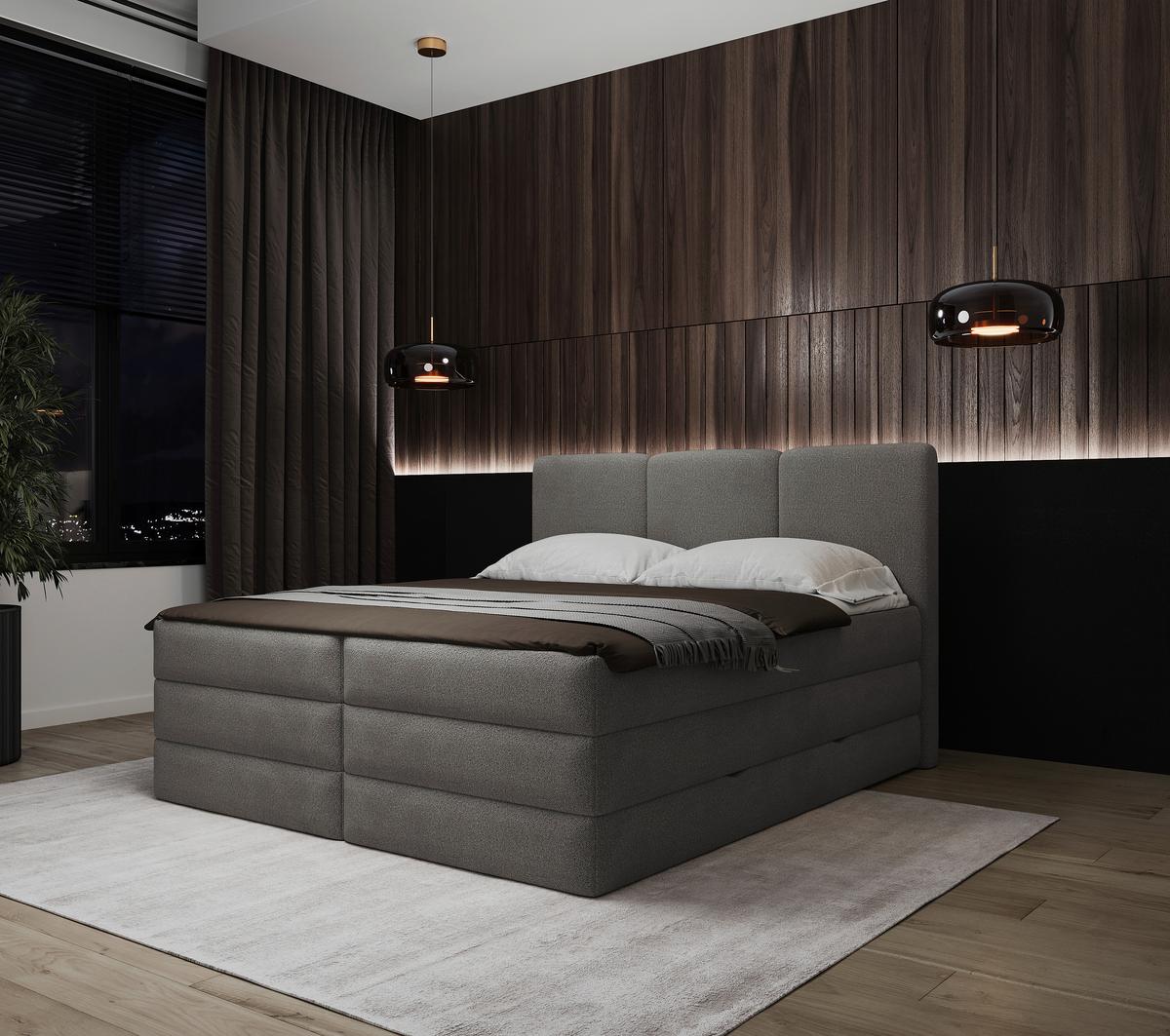 Boxspringbett mit Bettkasten 160x200 cm Castel V - Anthrazit/Schwarz, MODERN, Holz/Holzwerkstoff (160/200cm) - MID.YOU