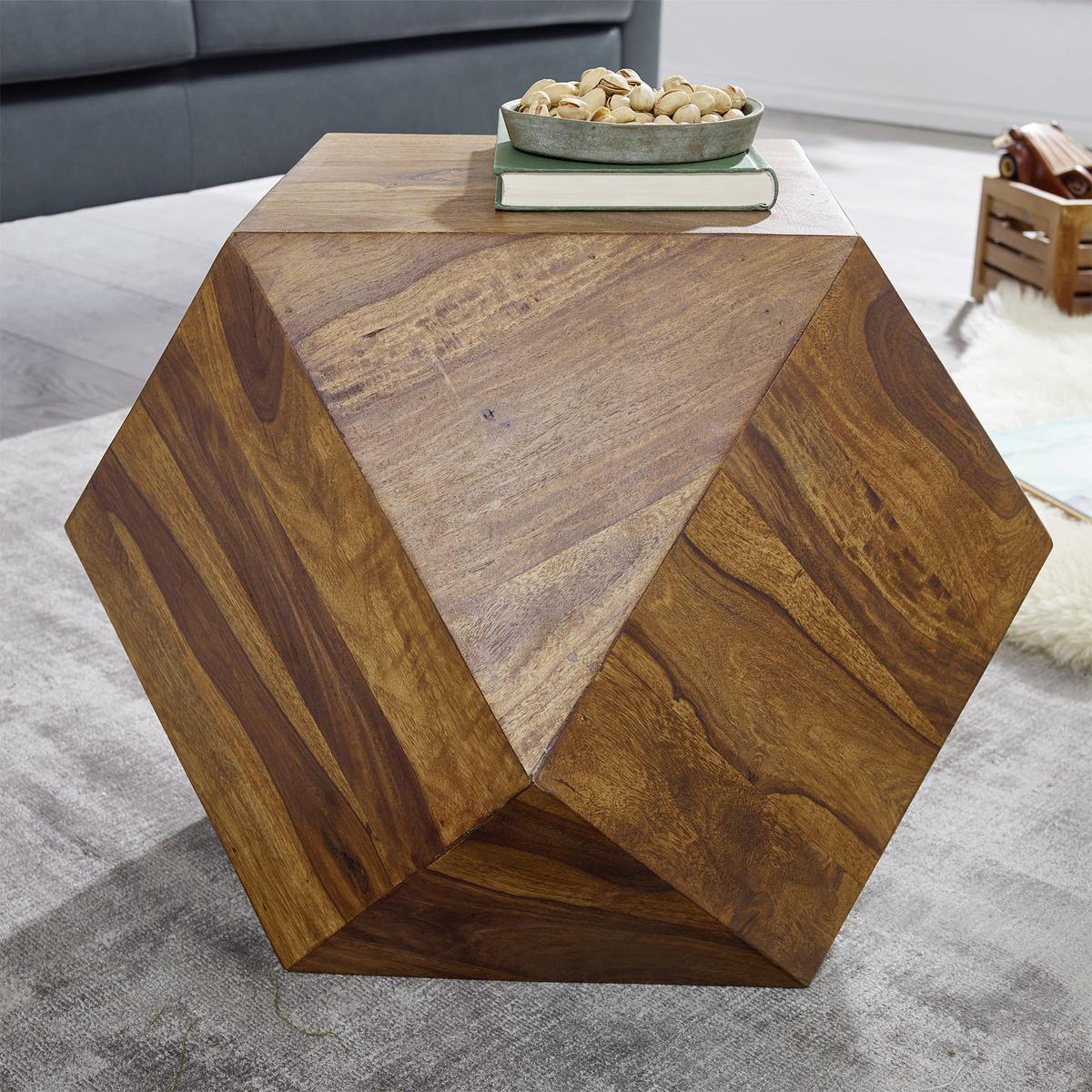 Couchtisch Holz Massiv Zwölfeckig, Sheesham - Sheeshamfarben, MODERN, Holz (57/42,50/57cm) - MID.YOU