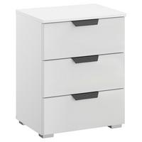 Nachtkästchen Artemis Weiß, H: 62cm - Weiß Hochglanz/Alufarben, MODERN, Glas/Holzwerkstoff (47/62/42cm) - Rauch Möbel