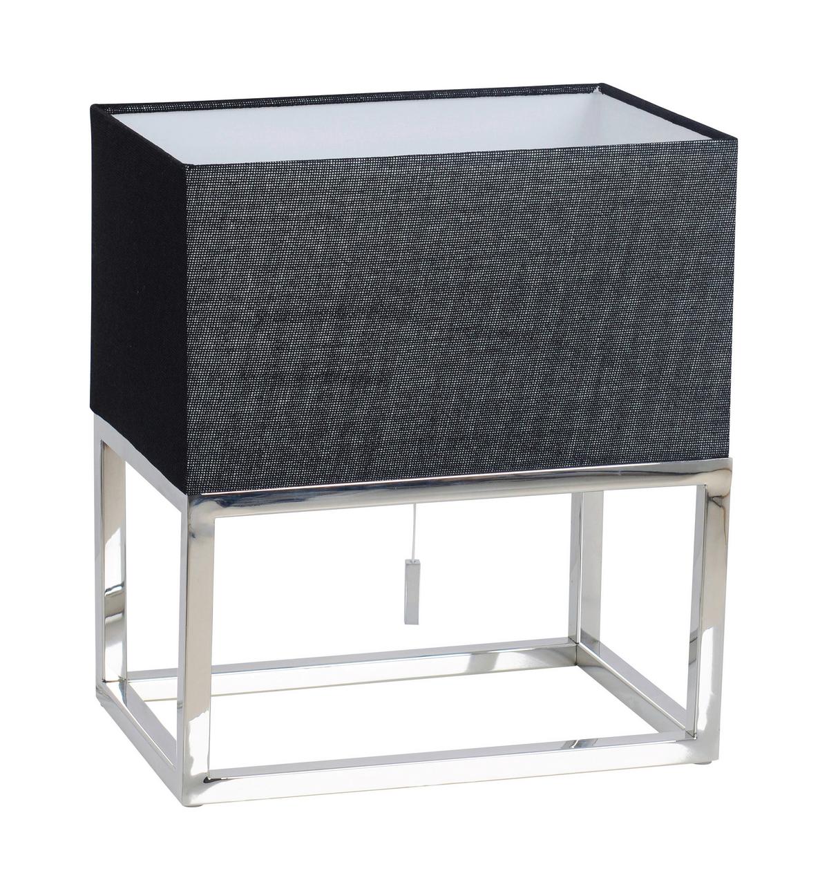 Tischlampe Schwarz Mit Zugschalter - Schwarz, Design, Kunststoff/Textil (30/19/34cm) - Näve