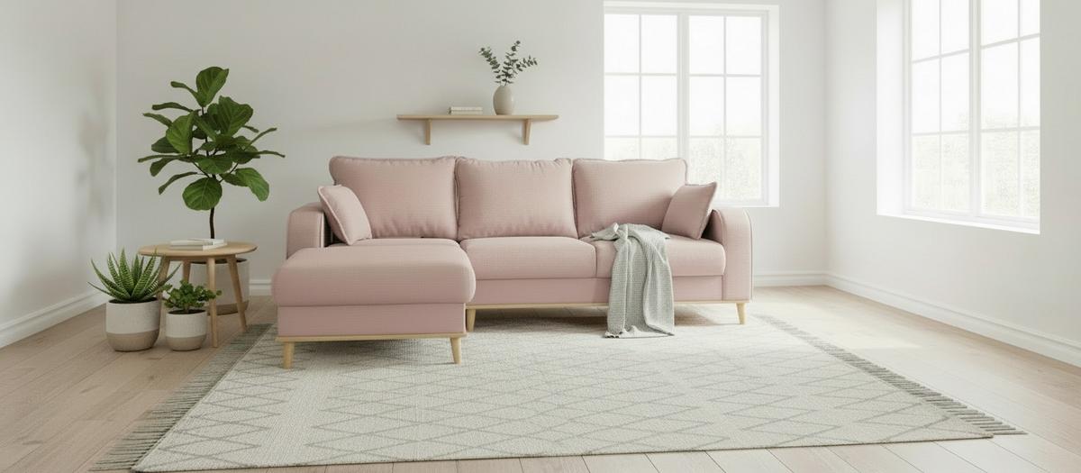 Ecksofa Beata Rosa S: 150x230 Cm - Wengefarben/Rosa, Design, Textil (150/230cm) - Livetastic