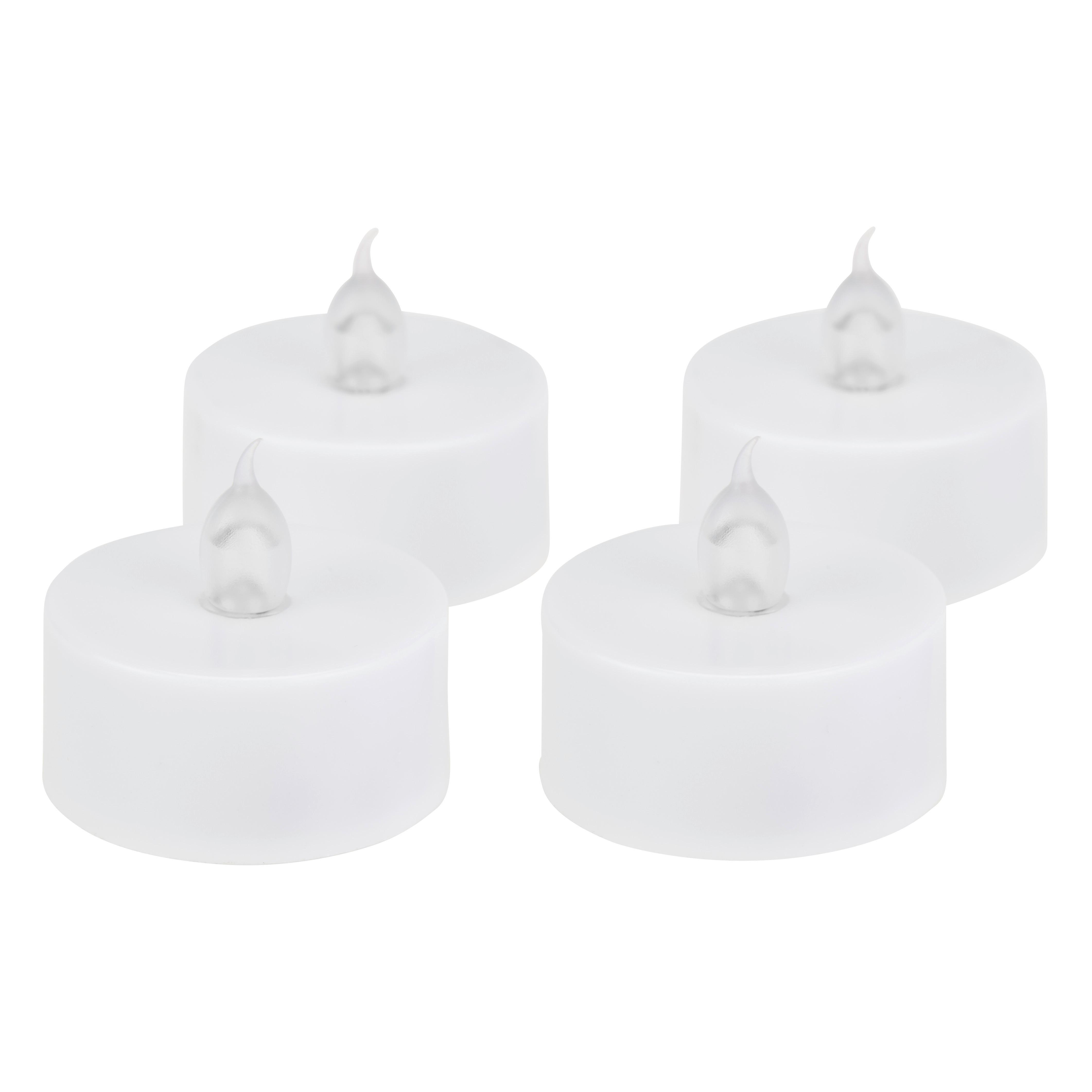 Teelicht Mit Led Cara Weiß 4er-Set Dxh: 3,8x3,5 Cm - Weiß, Basics, Kunststoff - Ondega