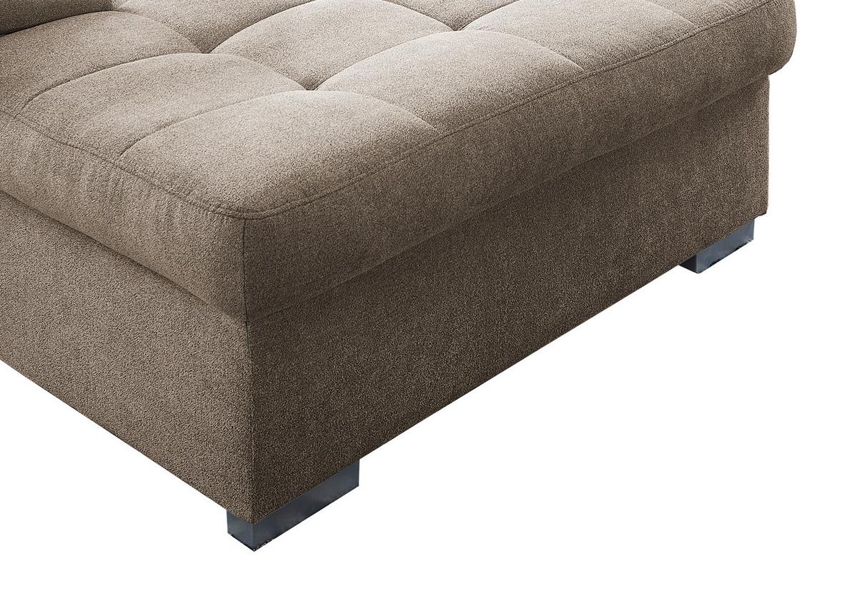 Wohnlandschaft Zira Mit Schlaffunktion Taupe - Taupe/Chromfarben, Design, Textil (169/330/212cm) - Livetastic