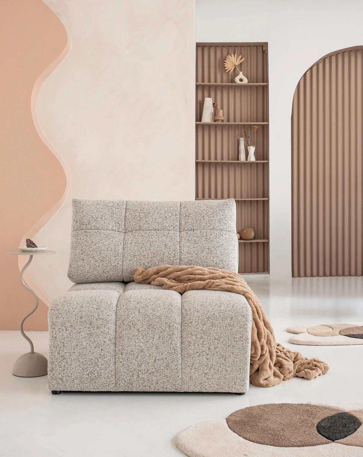 Sofaelement Lulu Taupe B: 96cm - Taupe/Schwarz, Design, Textil (96/94/96cm) - MID.YOU