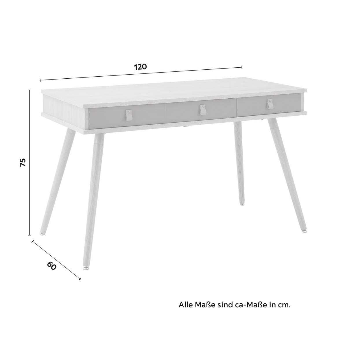 Psací stůl LENA přírodní barvy/šedá - šedá/přírodní barvy, Moderní, dřevo/kompozitní dřevo (120/75/60cm) - Bessagi Home