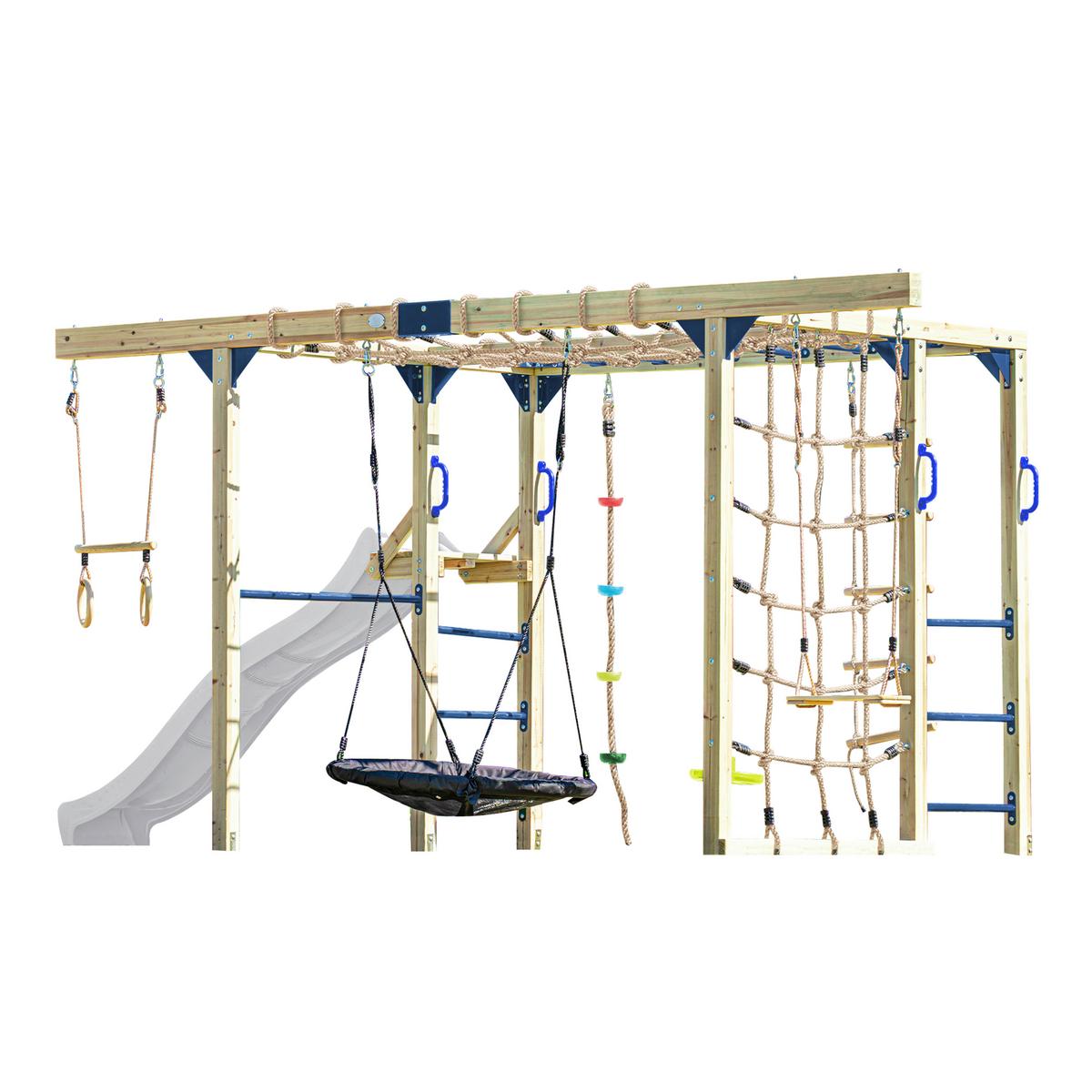 Klettergerüst Mit Rutsche Weiss - Blau/Braun, Basics, Holz/Kunststoff (522,5/196,2/205cm) - Ambia Garden