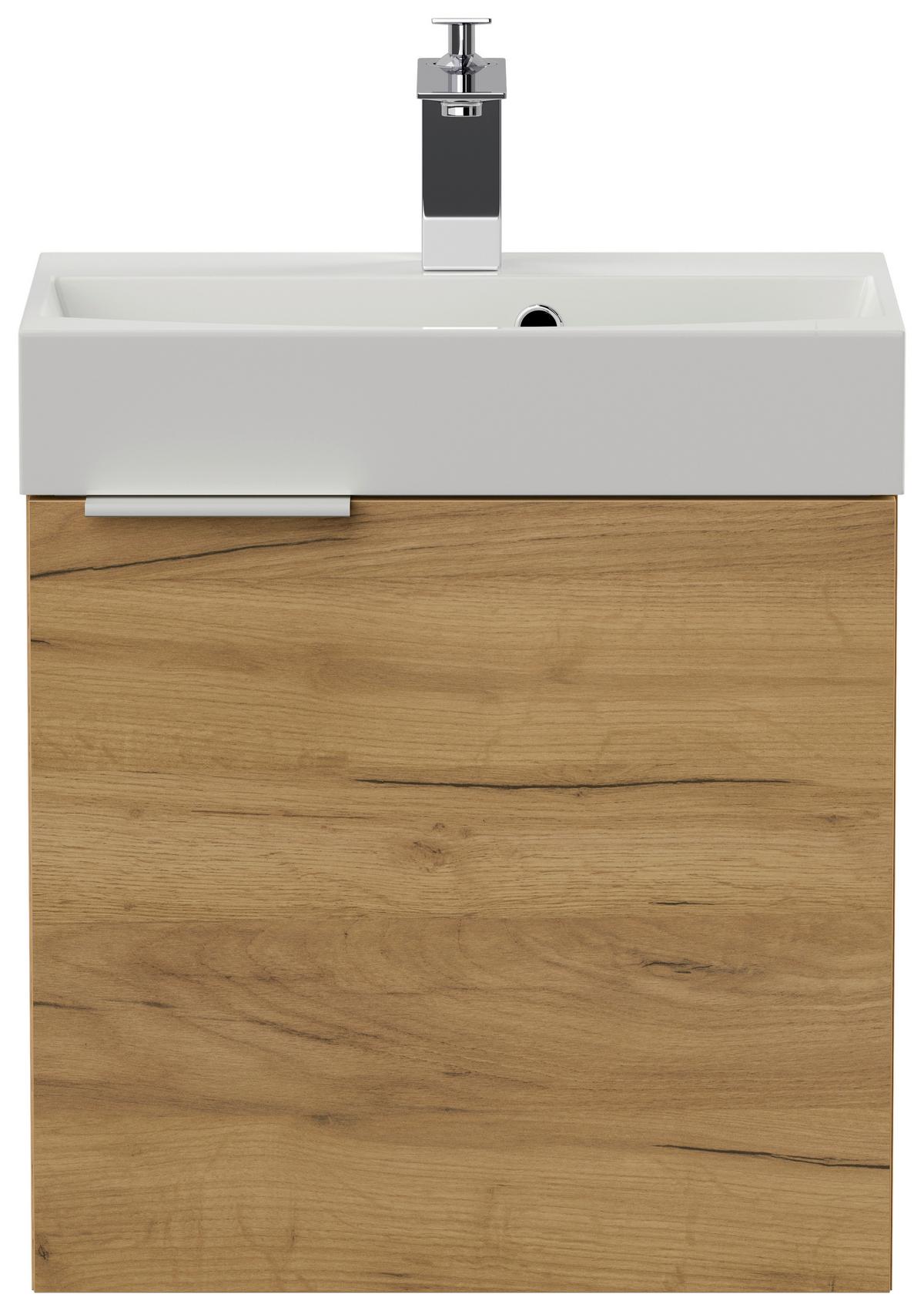 Gästebad Cubi Eiche Dekor B: 50 cm - Eichefarben/Weiß, MODERN, Holzwerkstoff/Stein (50cm) - MID.YOU