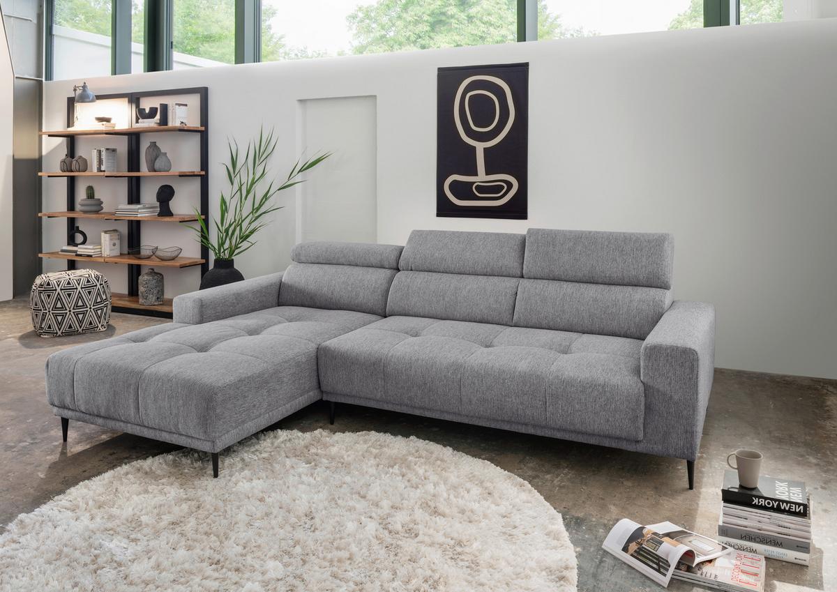 Ecksofa Intera Dunkelgrau S: 188x276 Cm - Dunkelgrau/Schwarz, KONVENTIONELL, Textil (188/276cm) - Livetastic