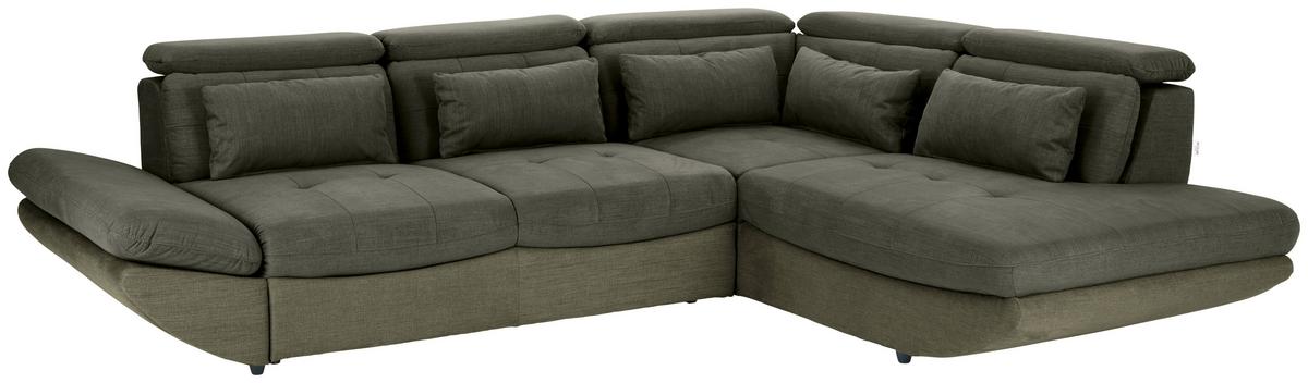 Ecksofa Mit Schlaffunktion Park Hell-/dunkelgrün - Dunkelgrün/Schwarz, MODERN, Textil (311/233cm) - Luca Bessoni