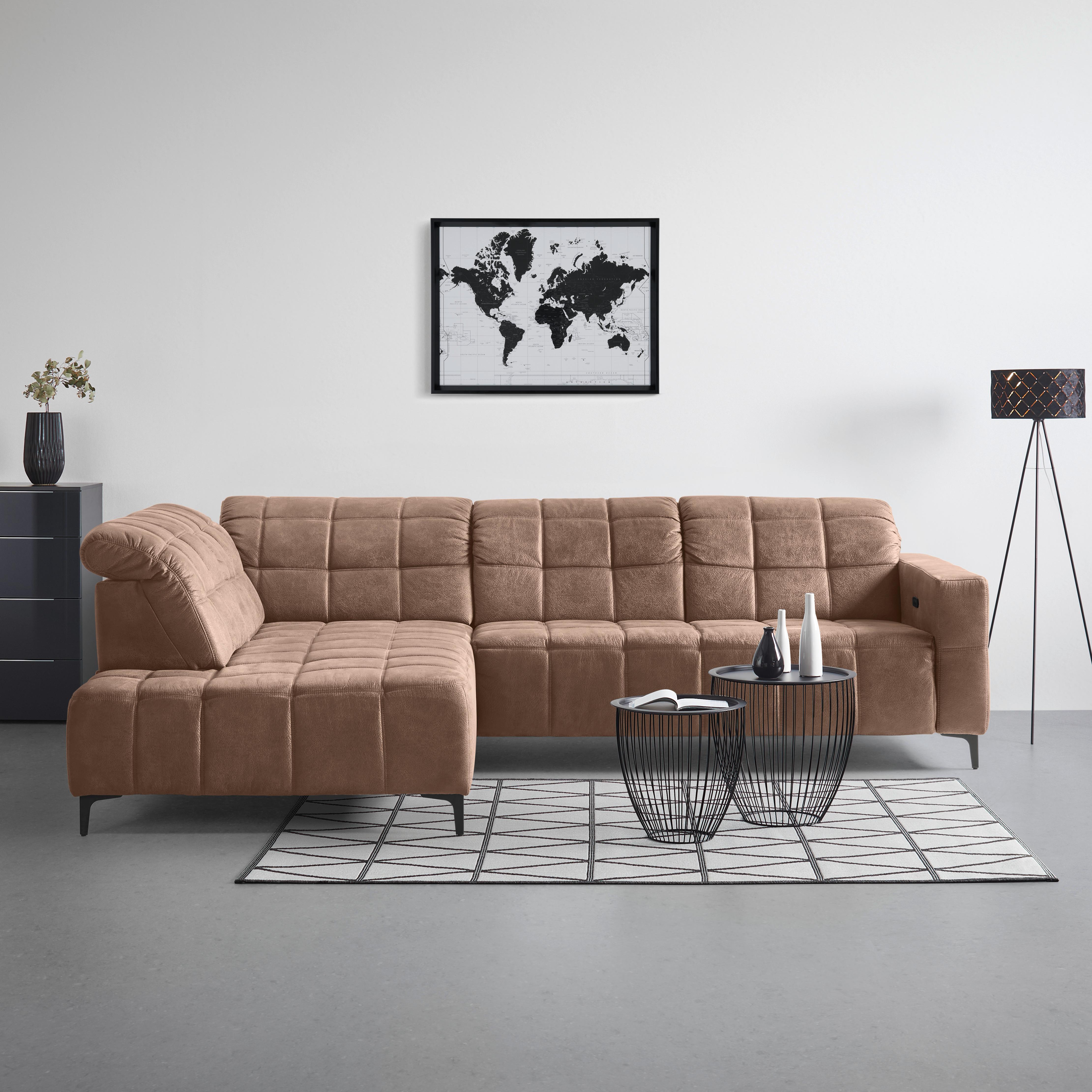 Rohová sedačka PANAMA, levá, terracotta - černá/terracotta, Konvenční, kov/textil (216/304cm) - Premium Living