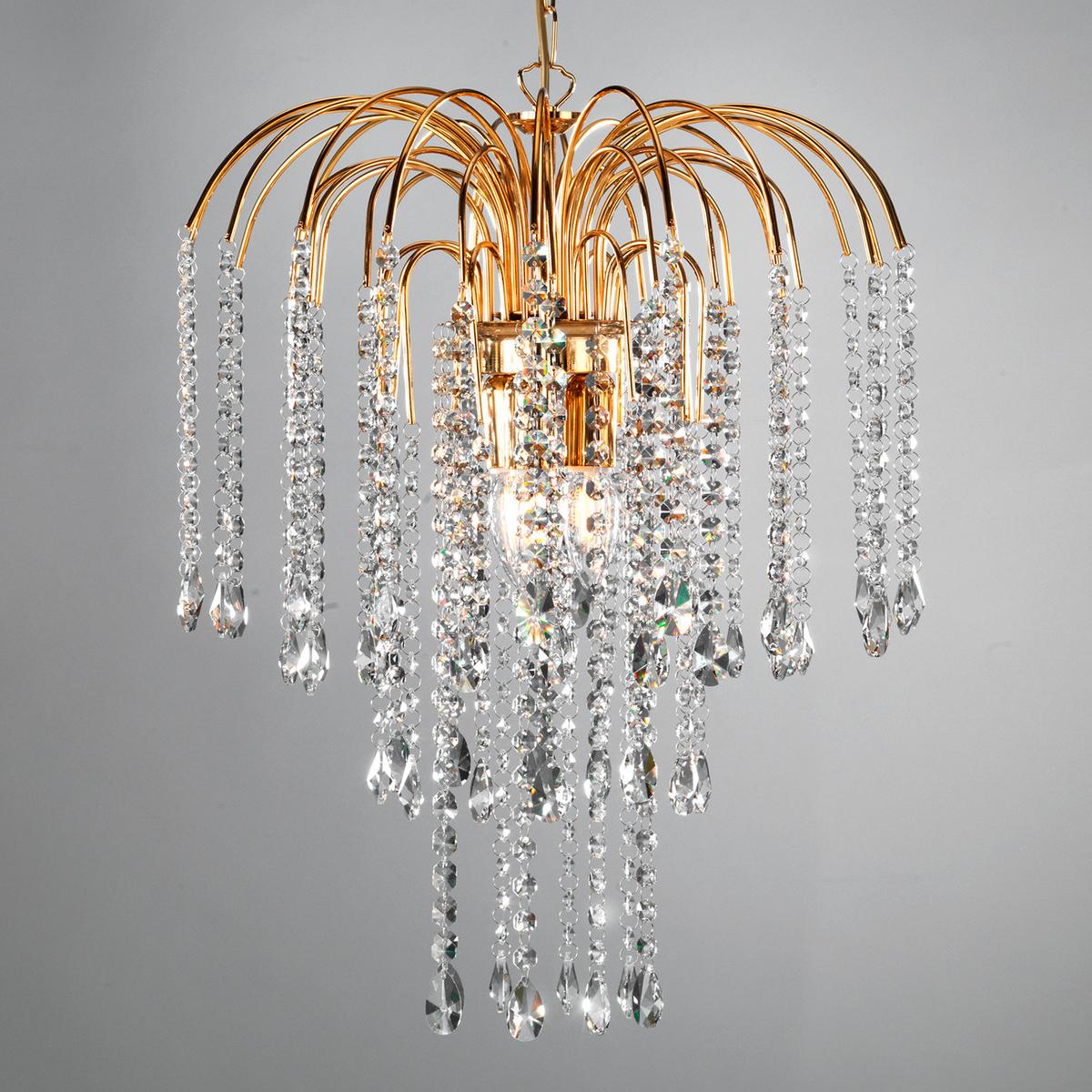 Kristall-Hängeleuchte 4698/Moro - Goldfarben, KONVENTIONELL, Glas/Metall (40/110cm)