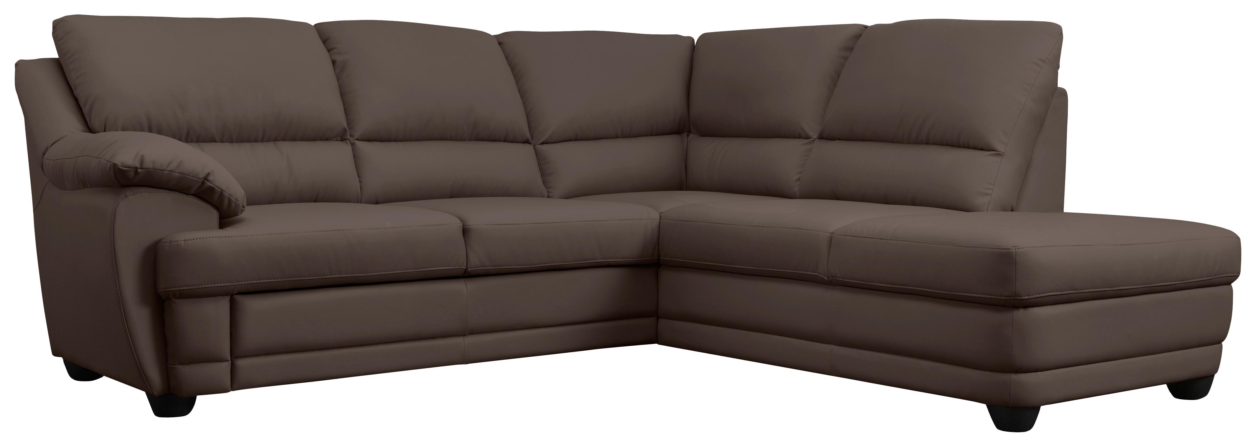 Ecksofa Nebolo Braun Lederlook - Braun, Design, Textil (245/225cm) - Livetastic