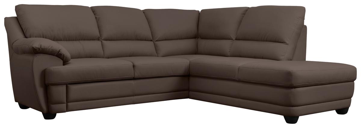 Ecksofa Nebolo Braun Lederlook - Braun, Design, Textil (245/225cm) - Livetastic
