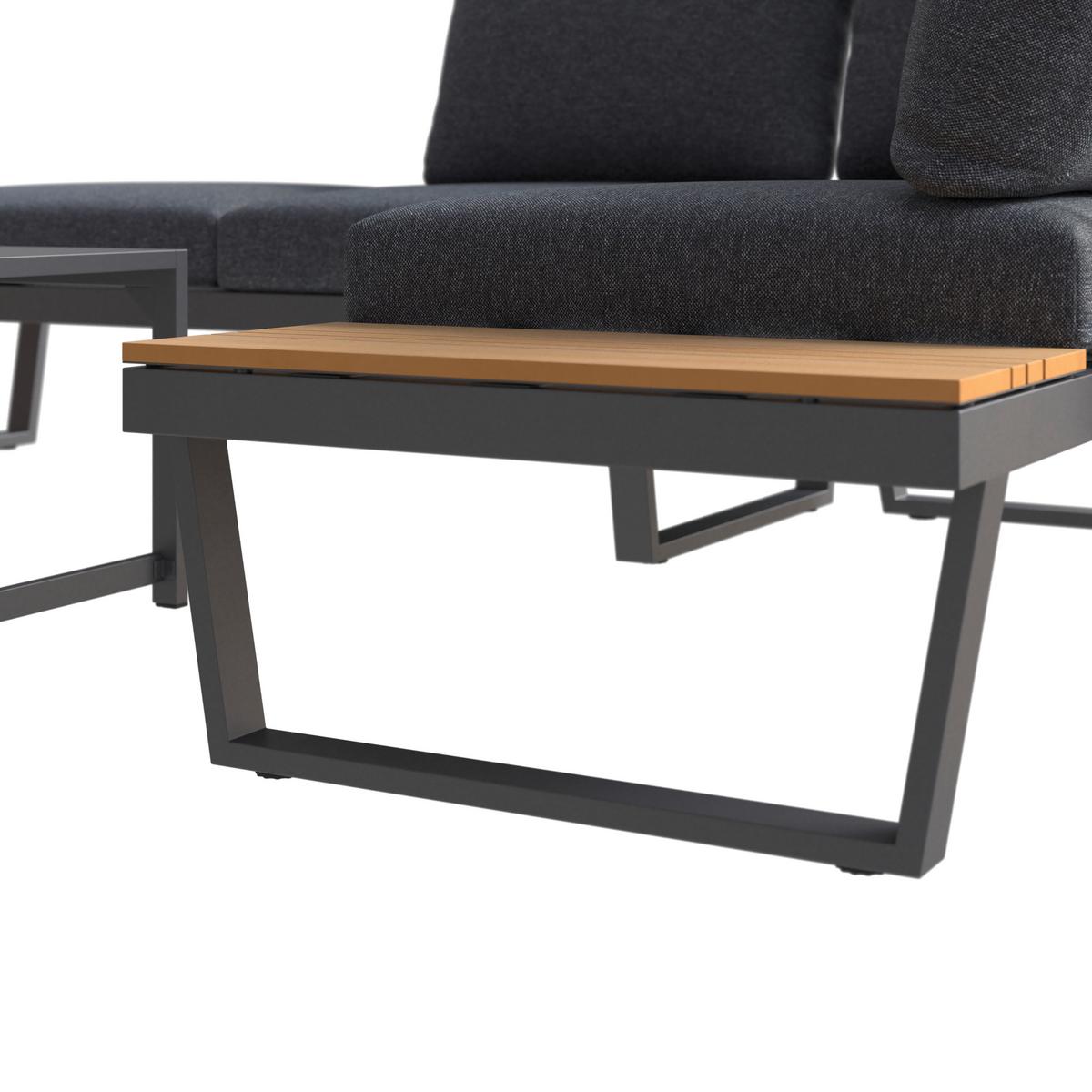 Loungegarnitur Rio - Anthrazit/Schwarz, MODERN, Kunststoff/Textil (226/156cm) - Beldano