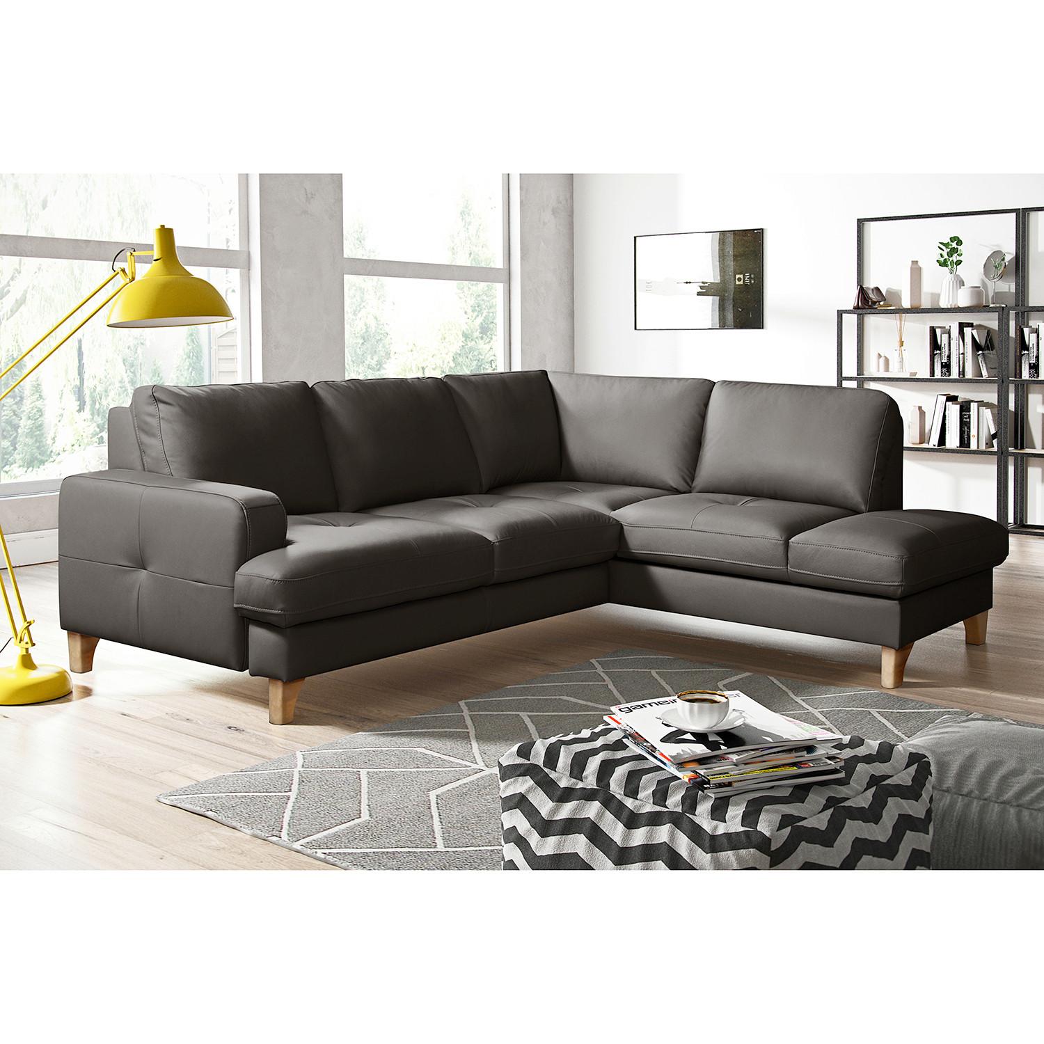 Ecksofa Fargo Dunkelbraun B: 234x190 Cm - Dunkelbraun/Buchefarben, Design, Leder/Textil (234/190cm) - Livetastic