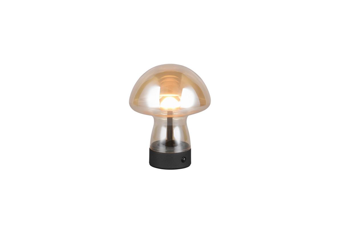 Akku-Tischleuchte Dooley Hellbraun D: 14 cm - Hellbraun, LIFESTYLE, Glas (14/18cm)