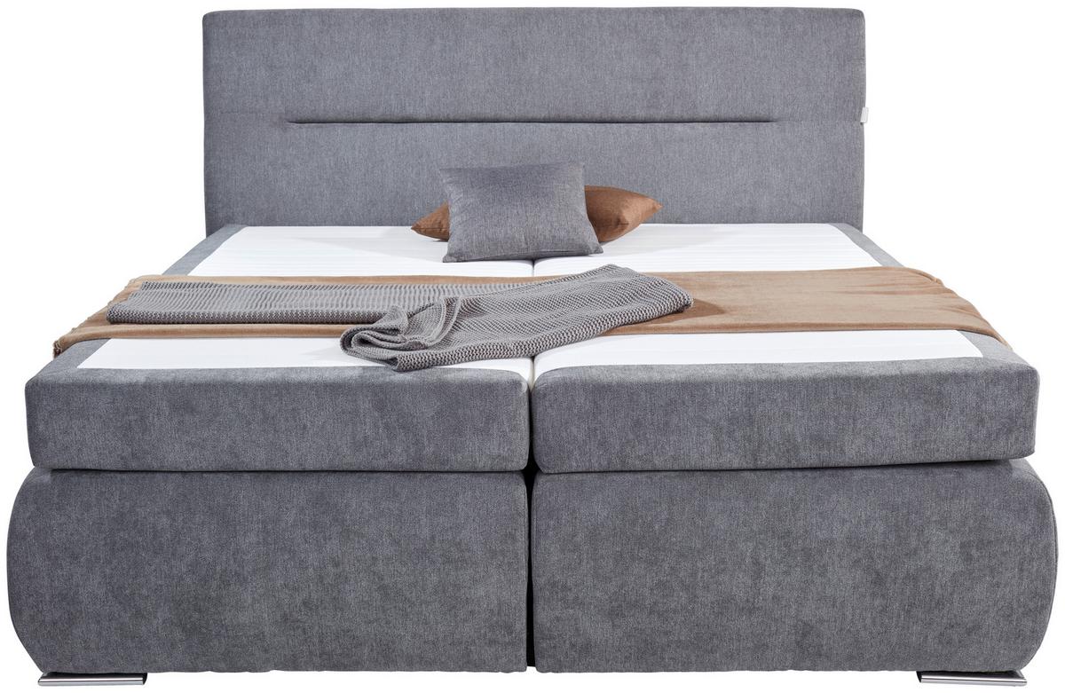 BOXSPRINGOVÁ POSTEĽ PENNA H2/H3 - antracitová/chrómová, Konventionell, kov/textil (180/200cm)