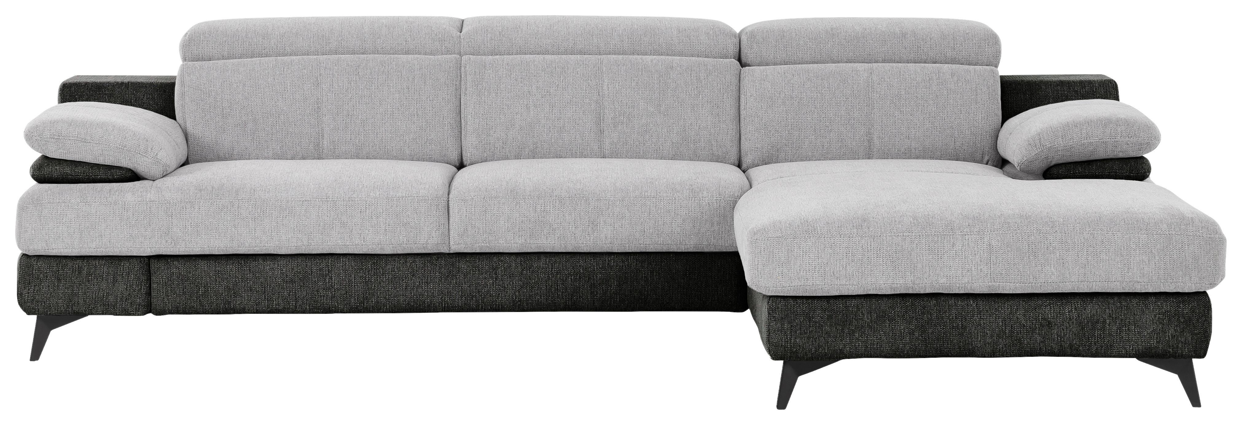 Ecksofa Titus Graphit-/silberfarben - Silberfarben/Schwarz, Design, Textil (291/80-98/178cm) - Livetastic