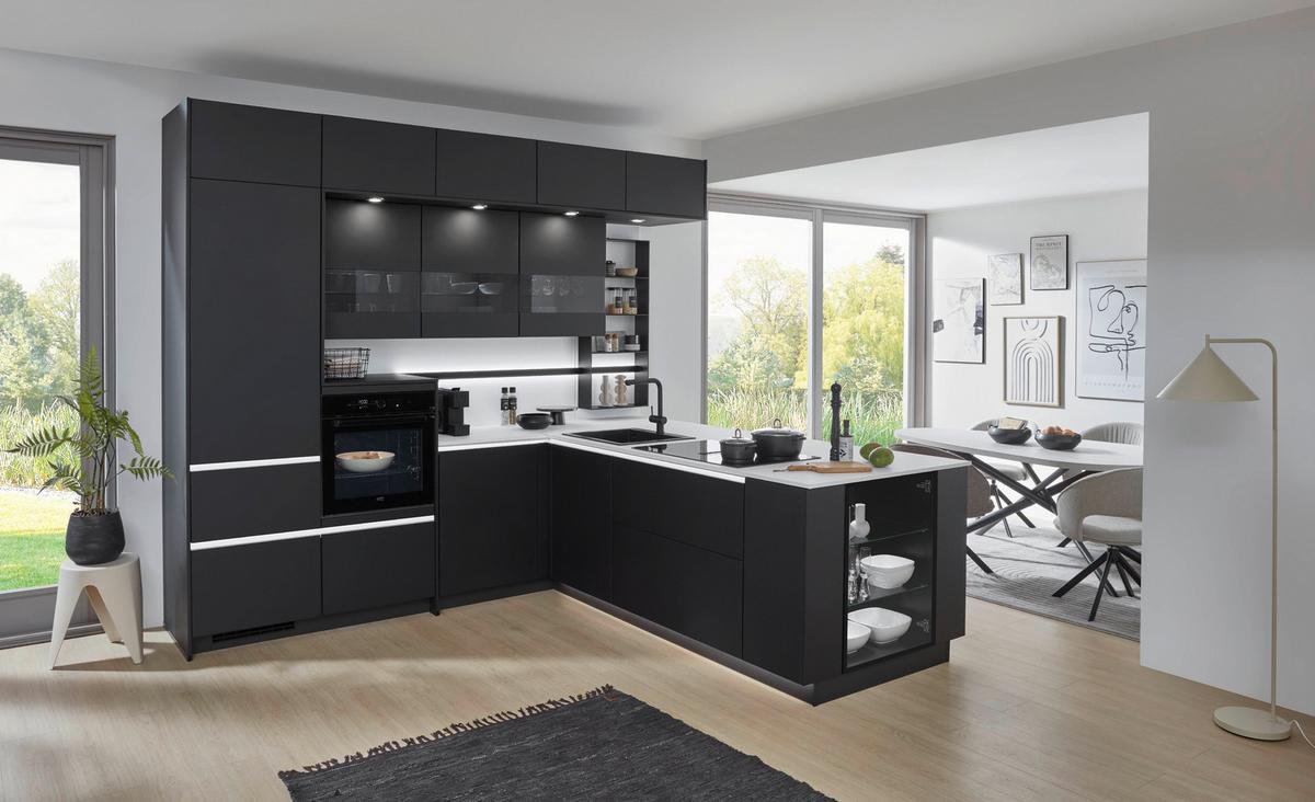 Eckküche Eastbourne - Schieferfarben/Graphitfarben, MODERN, Holzwerkstoff (303,2/264,5cm) - Vertico