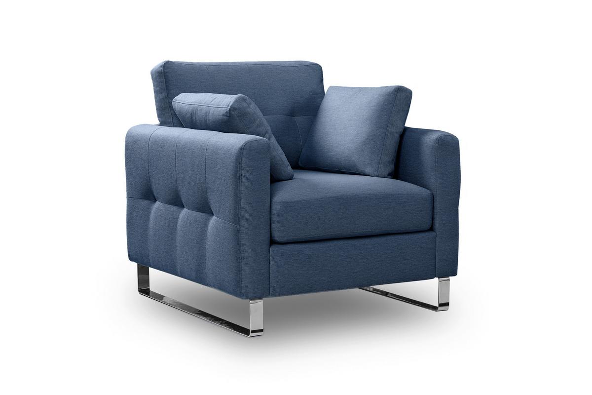 1,5-Sitzer Hera Dunkelblau B: 93cm - Chromfarben/Dunkelblau, Basics, Holz/Textil (93/92/94cm) - MID.YOU