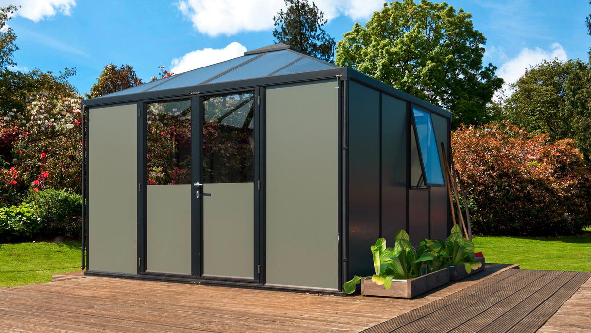Gerätehaus 321,5x264,5x321,5 Cm - Schwarz, Basics, Kunststoff/Metall (321,5/264,5/321,5cm)