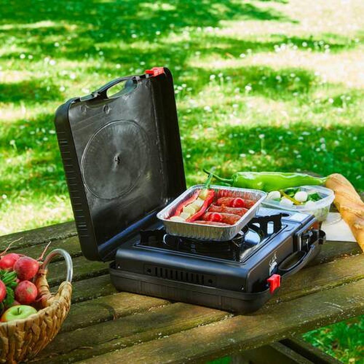 Gaskocher Kunststoff/Metall 2,9 W Schwarz 34x26 cm - Schwarz, Basics, Metall (34/9/26cm)