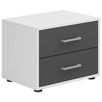 Nachtkästchen Smart 2 Weiß/graphit H: 38 Cm - Anthrazit/Silberfarben, Basics, Holzwerkstoff (50/38/35cm)