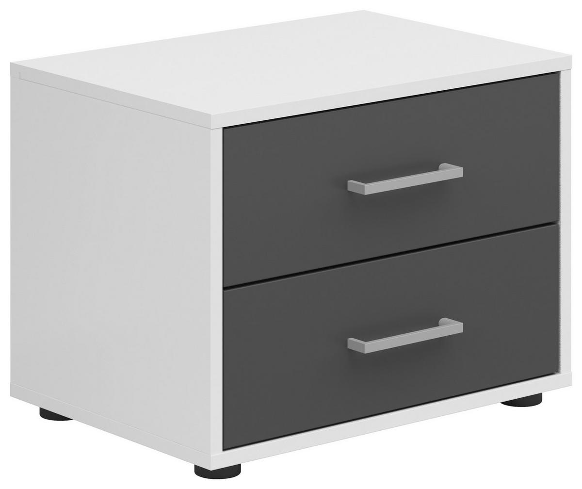 Nachtkästchen Smart 2 Weiß/graphit H: 38 Cm - Anthrazit/Silberfarben, Basics, Holzwerkstoff (50/38/35cm)