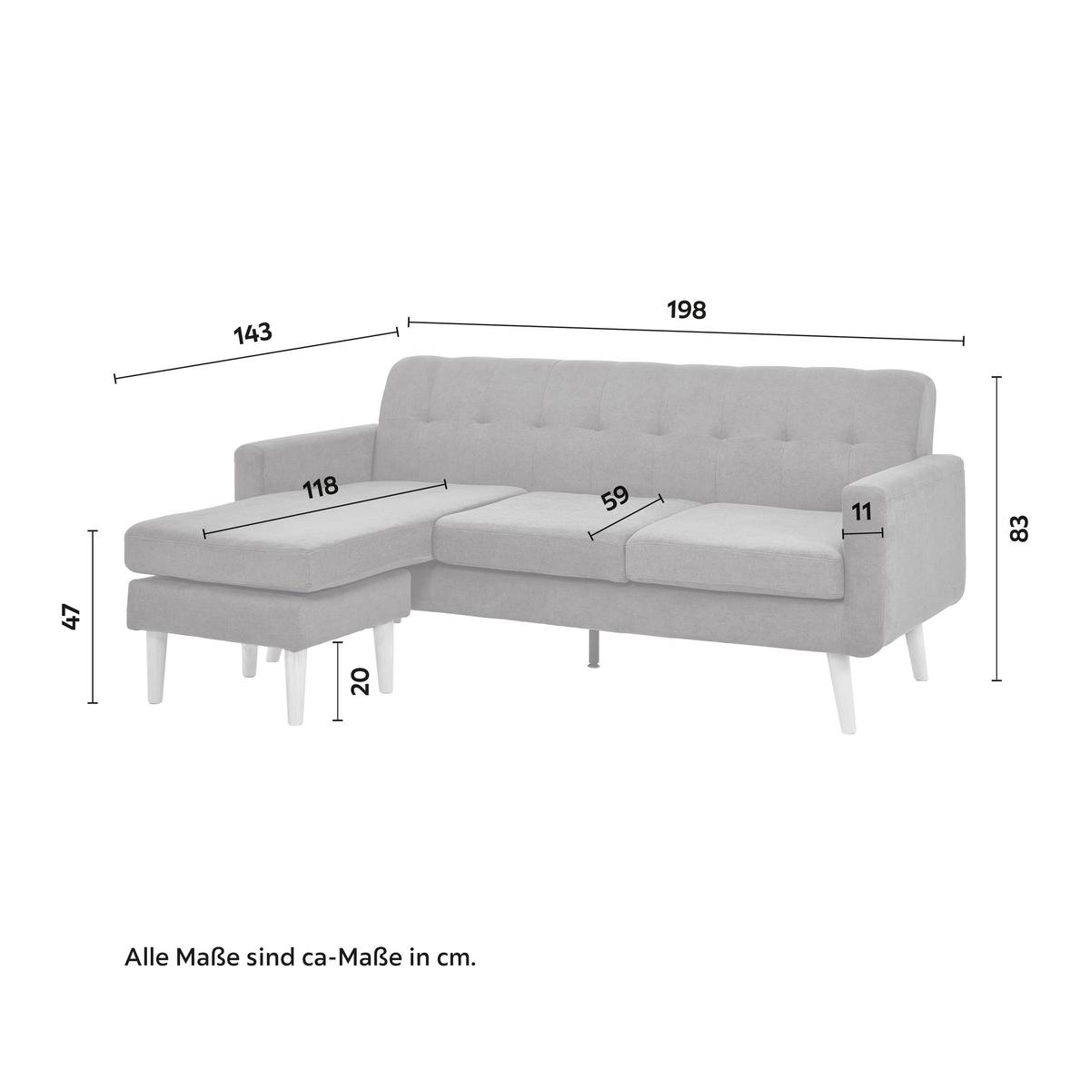 Sedací souprava TAMARA tmavěšedá - tmavě šedá/přírodní barvy, Moderní, dřevo/textil (198/83/143cm) - Bessagi Home