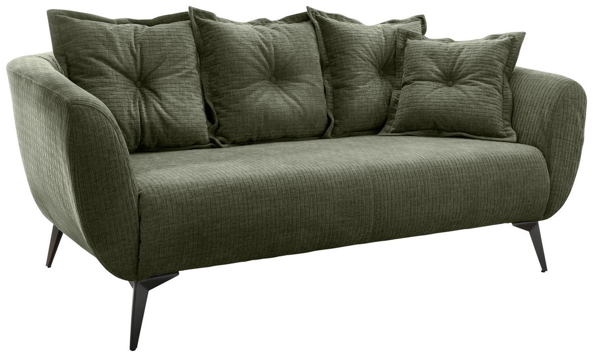 2,5-Sitzer Baggio Olivgrün B: 196 cm - Schwarz/Olivgrün, MODERN, Textil (196/94/103cm) - Livetastic