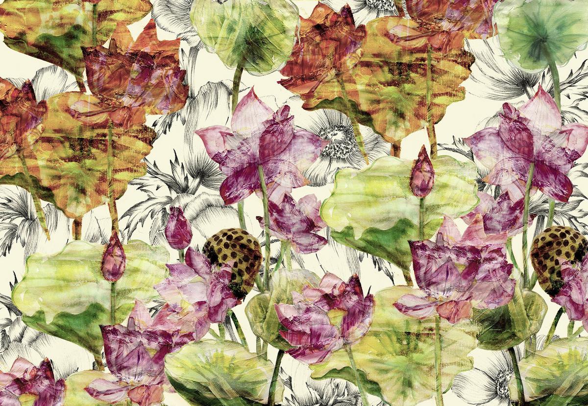 Vliestapete Lotus - Natur (368/248cm)
