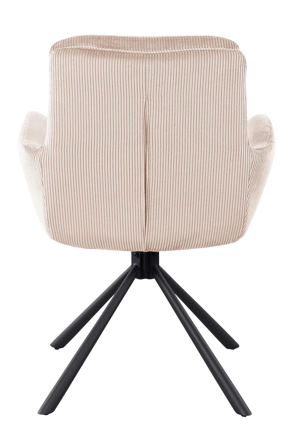 Armlehnstuhl Beige B: 60cm - Beige/Schwarz, MODERN, Textil/Metall (60/89/64cm) - Livetastic