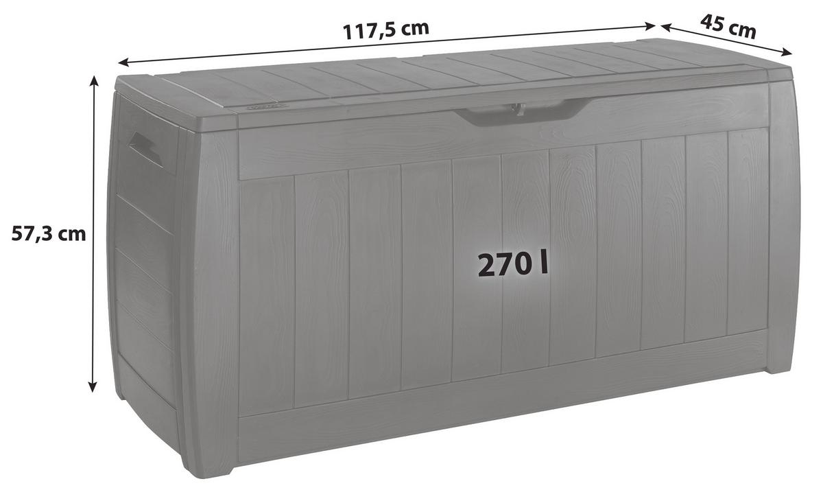 Kissenbox Wasserdicht Hollywood 117,5x57,3x45 cm - Dunkelgrau, Basics, Kunststoff (117,5/57,3/45cm) - Keter