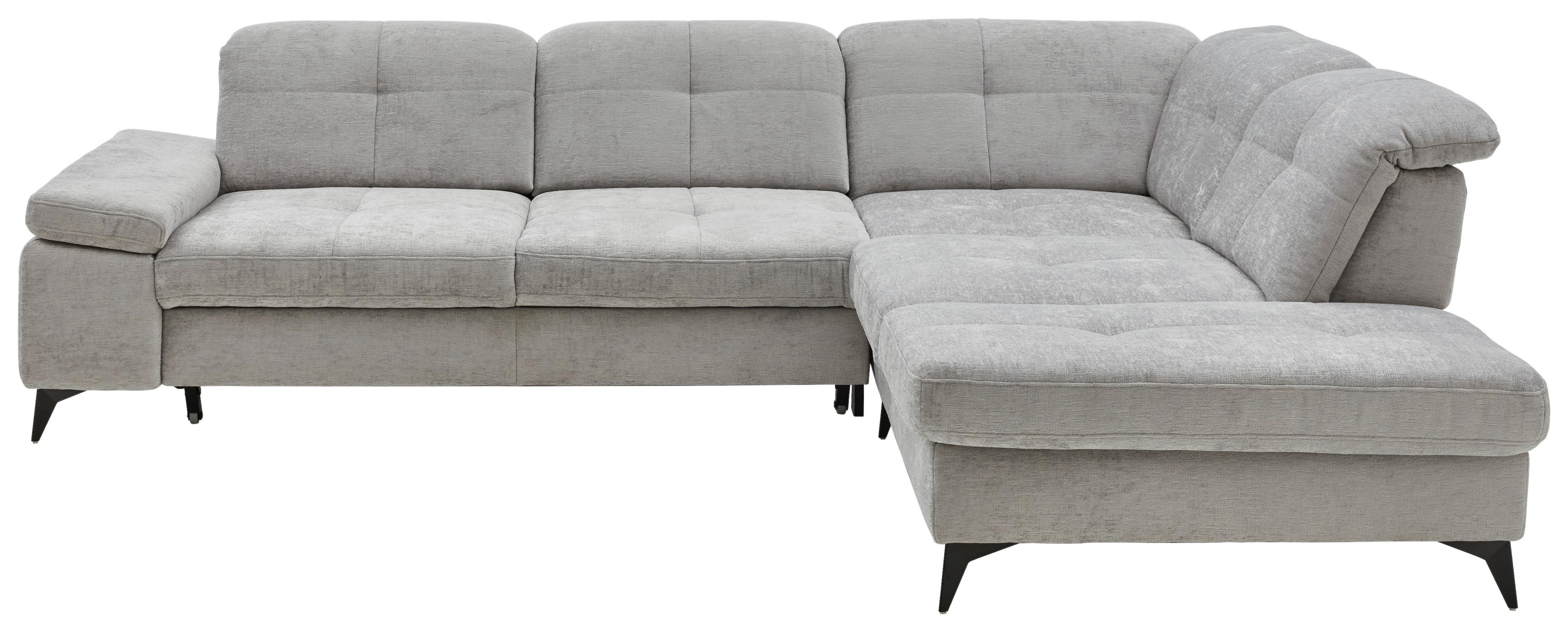 Sedačka SORENA L, pravá, sv.šedá žinylka, bez funkcí - černá/světle šedá, Moderní, kov/textil (311/255cm) - Premium Living