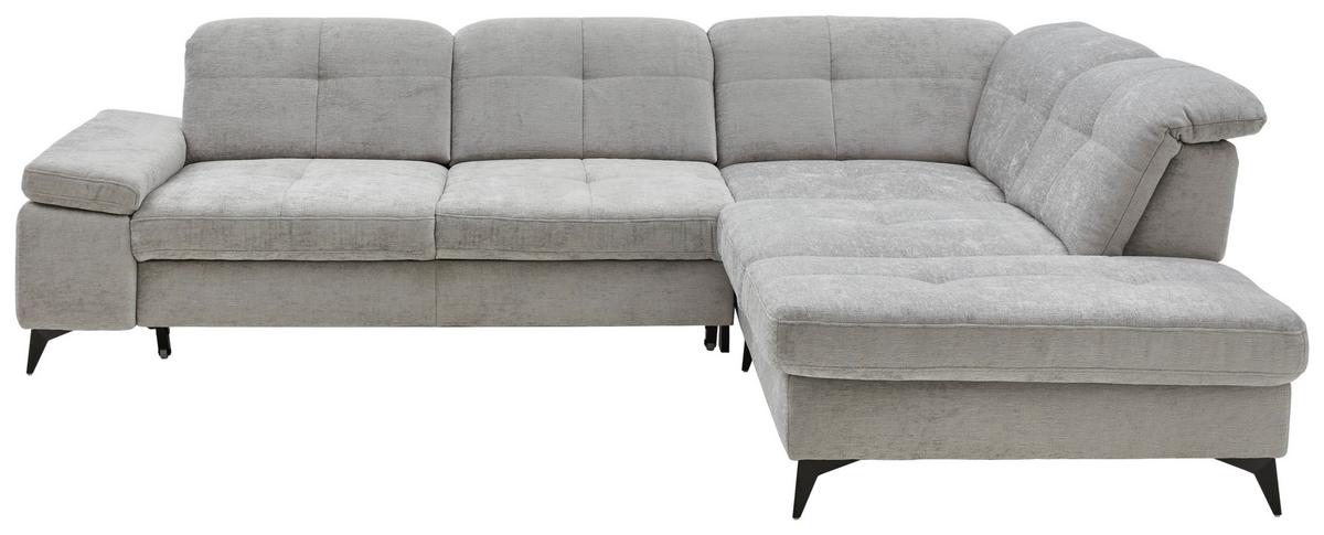 Sedačka SORENA L, pravá, sv.šedá žinylka, s funkcemi - černá/světle šedá, Moderní, kov/textil (311/255cm) - Premium Living