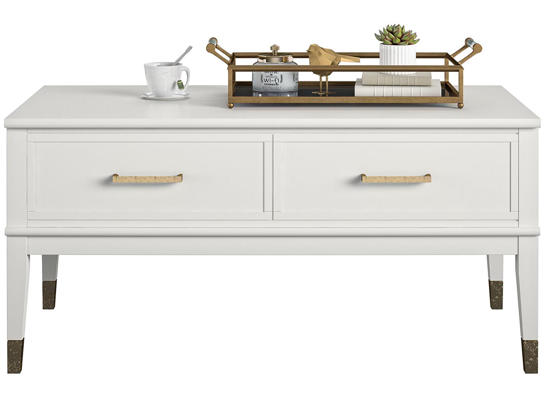Couchtisch Westerleigh Weiß 57 cm - Weiß/Bronzefarben, Design, Holzwerkstoff/Metall (106/57/51cm) - Mican