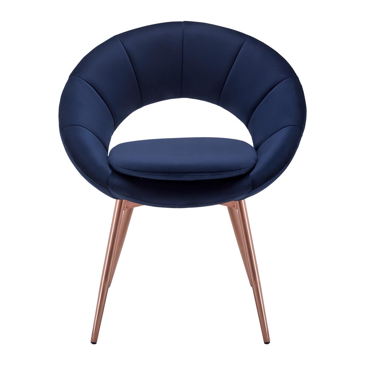 Stolička zo zamatu Levi tmavomodrá - tmavomodrá, Modern, kov/drevo (67/74/60.5cm) - Bessagi Home