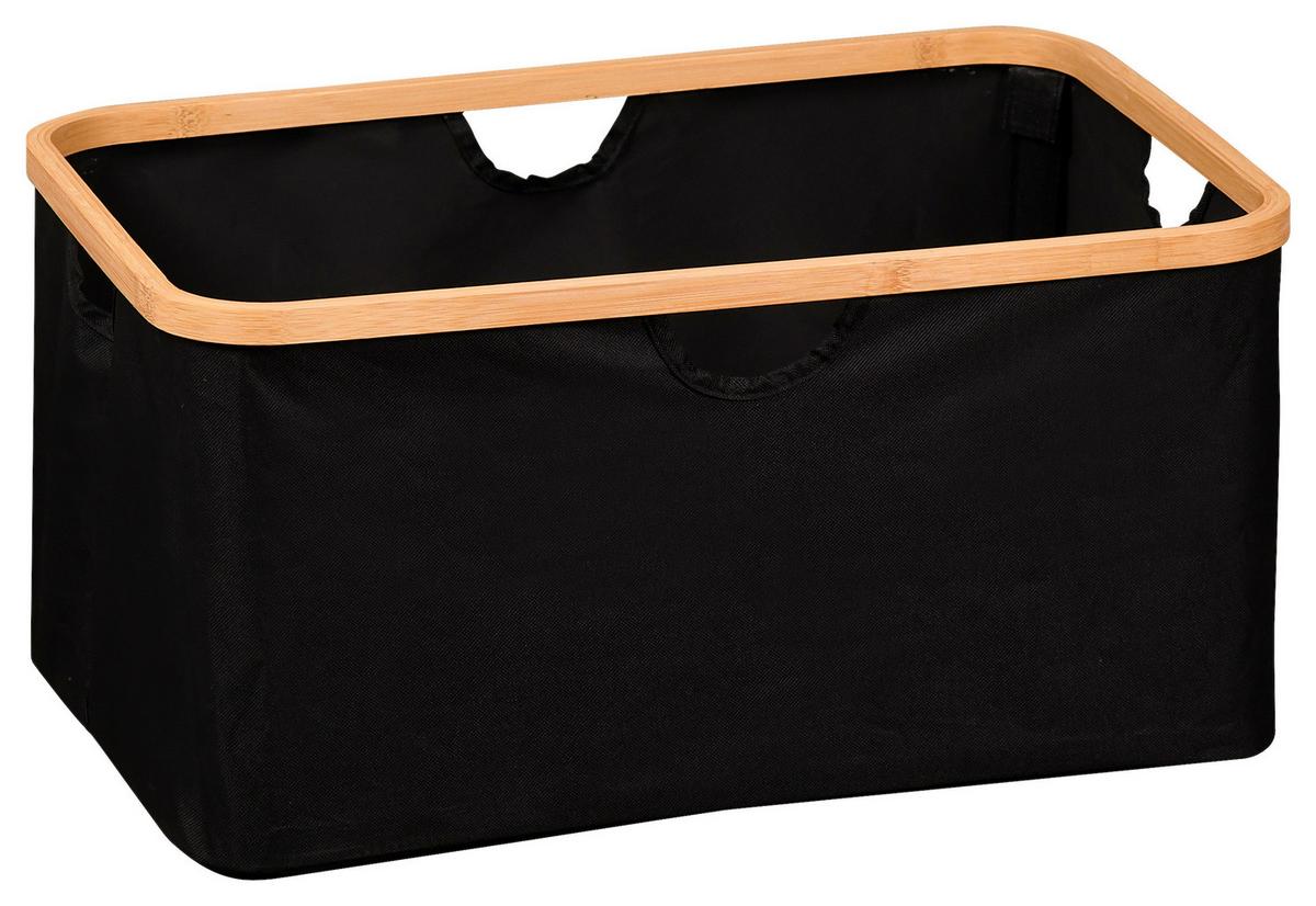 Aufbewahrungskörbchen Bambus - Schwarz/Naturfarben, Basics, Holz/Textil (54/26/36cm) - Kesper