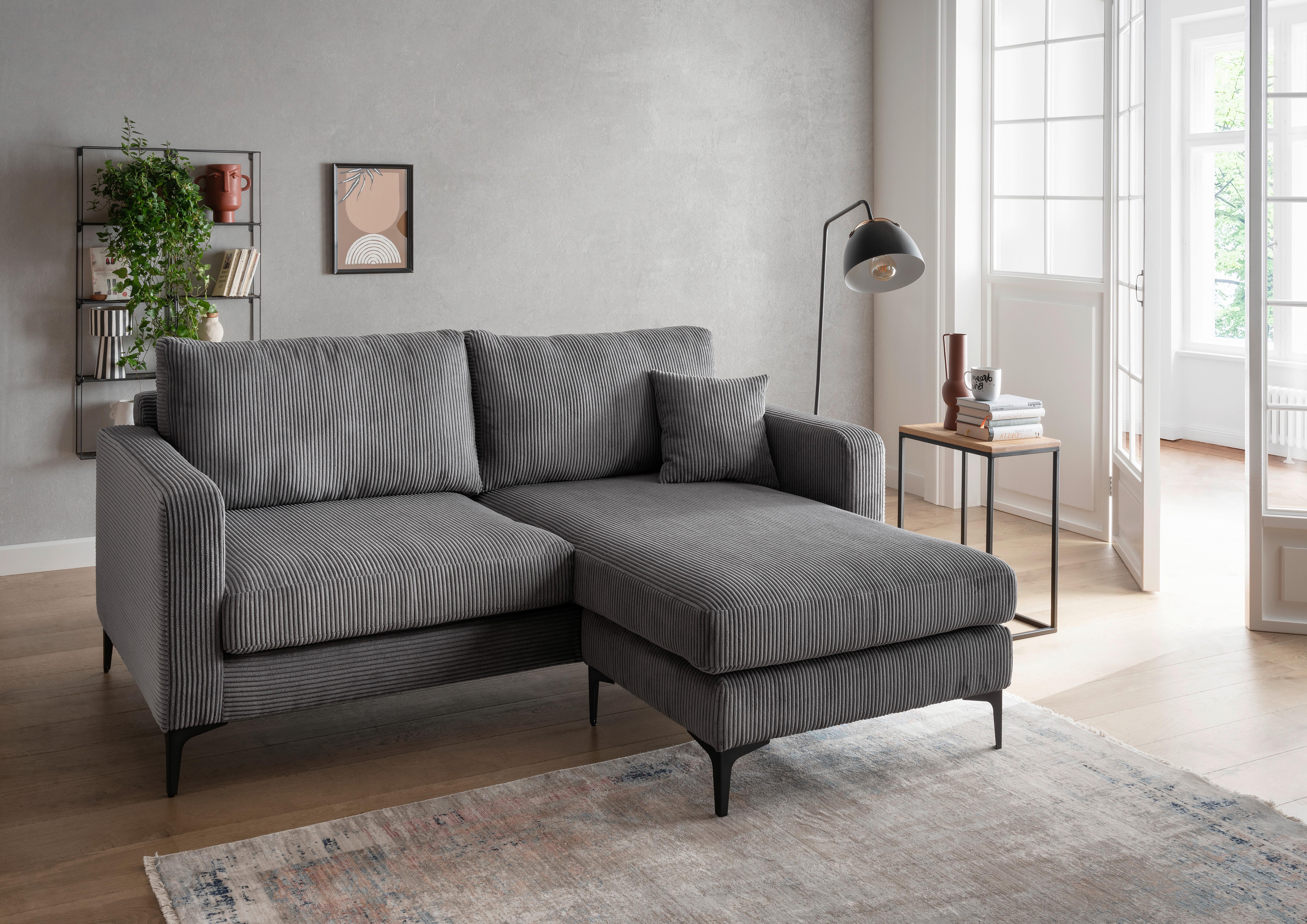 Ecksofa Eliza Grau S: 204x153 cm - Schwarz/Grau, Basics, Textil (204/153cm) - Livetastic