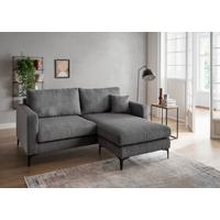 Ecksofa Eliza Grau S: 204x153 cm - Schwarz/Grau, Basics, Textil (204/153cm) - Livetastic