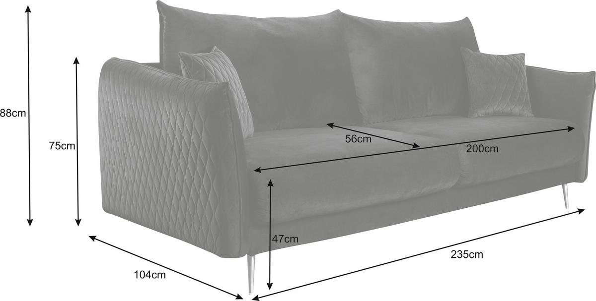 2-sitzer-sofa Mit Schlaffunktion Empoli B: 235cm - Goldfarben/Grün, Design, Textil (235/96/104cm) - MID.YOU
