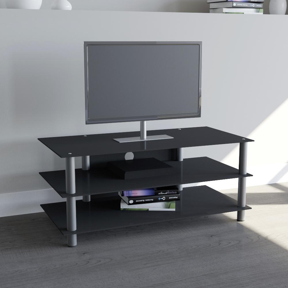 Phonotisch Zumbo B: 110 cm Schwarz/Silberfarben - Silberfarben/Schwarz, KONVENTIONELL, Glas/Metall (110/45/42cm) - MID.YOU