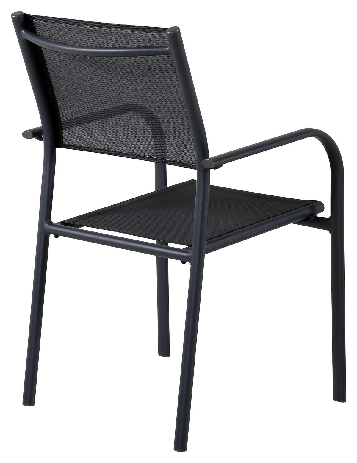 Gartensessel-Set Stapelbar Santorini Aluminium - Schwarz, KONVENTIONELL, Metall (56/90/55cm) - Gardenson