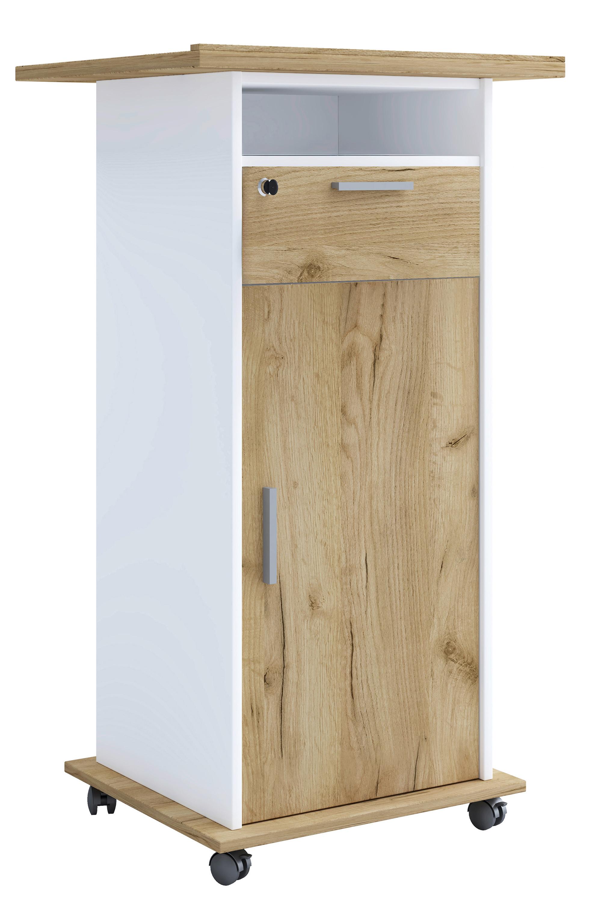 Stehpult Neta Weiß, Eiche Dekor L: 60 cm - Honigeiche/Weiß, MODERN, Holzwerkstoff (60/50/108,3cm) - MID.YOU