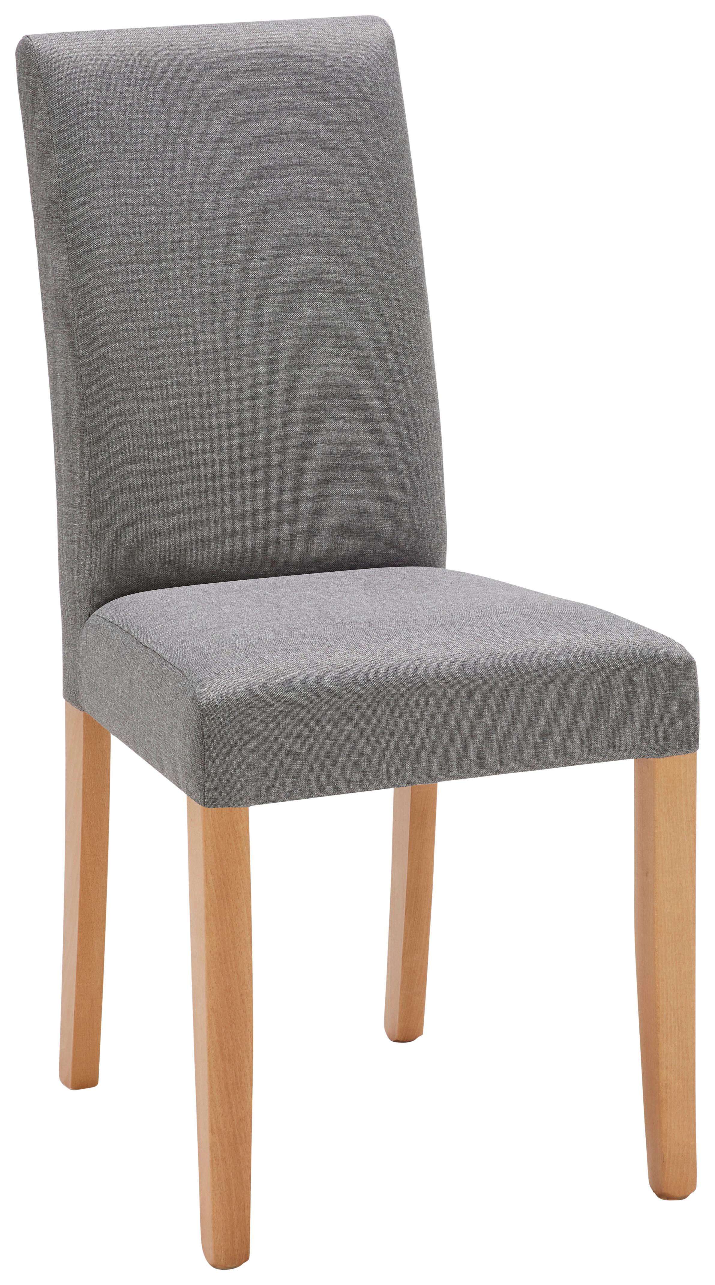 Stuhl John, Webstoff Grau Gestell Buche Massiv Natur - Naturfarben/Grau, KONVENTIONELL, Holzwerkstoff/Textil (43,5/94/59cm)